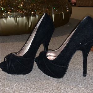 velvet black heels